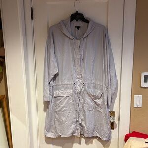 Eileen Fisher Light Gray Hooded Utility Jacket